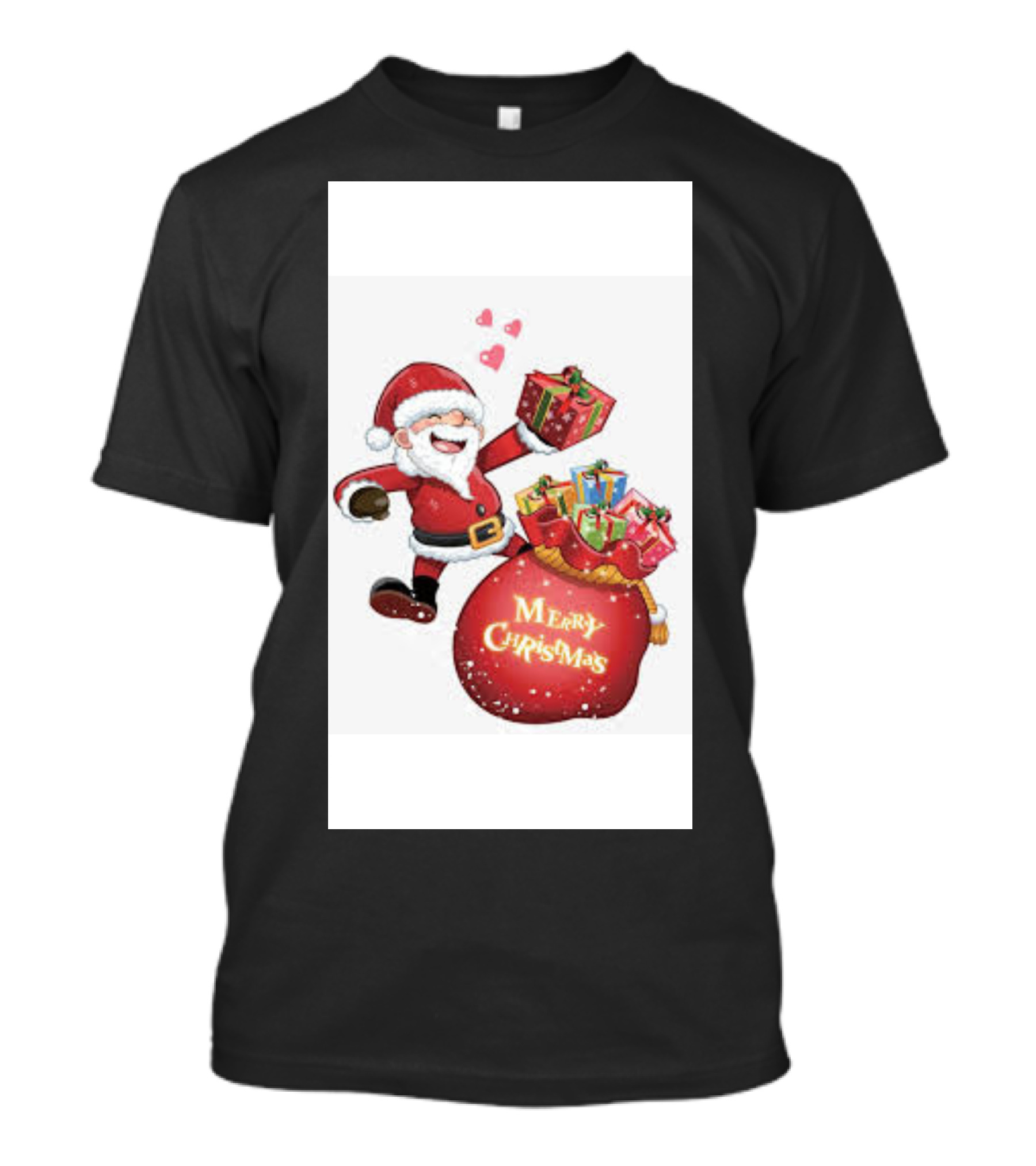 Merry Christmas Santa With Gifts And Hearts T-Shirt