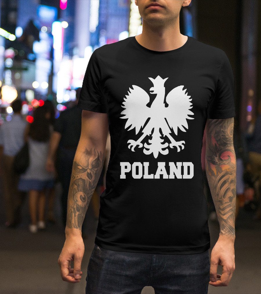 Poland Polska Football Flag Polish Eagle Emblem New T-Shirt