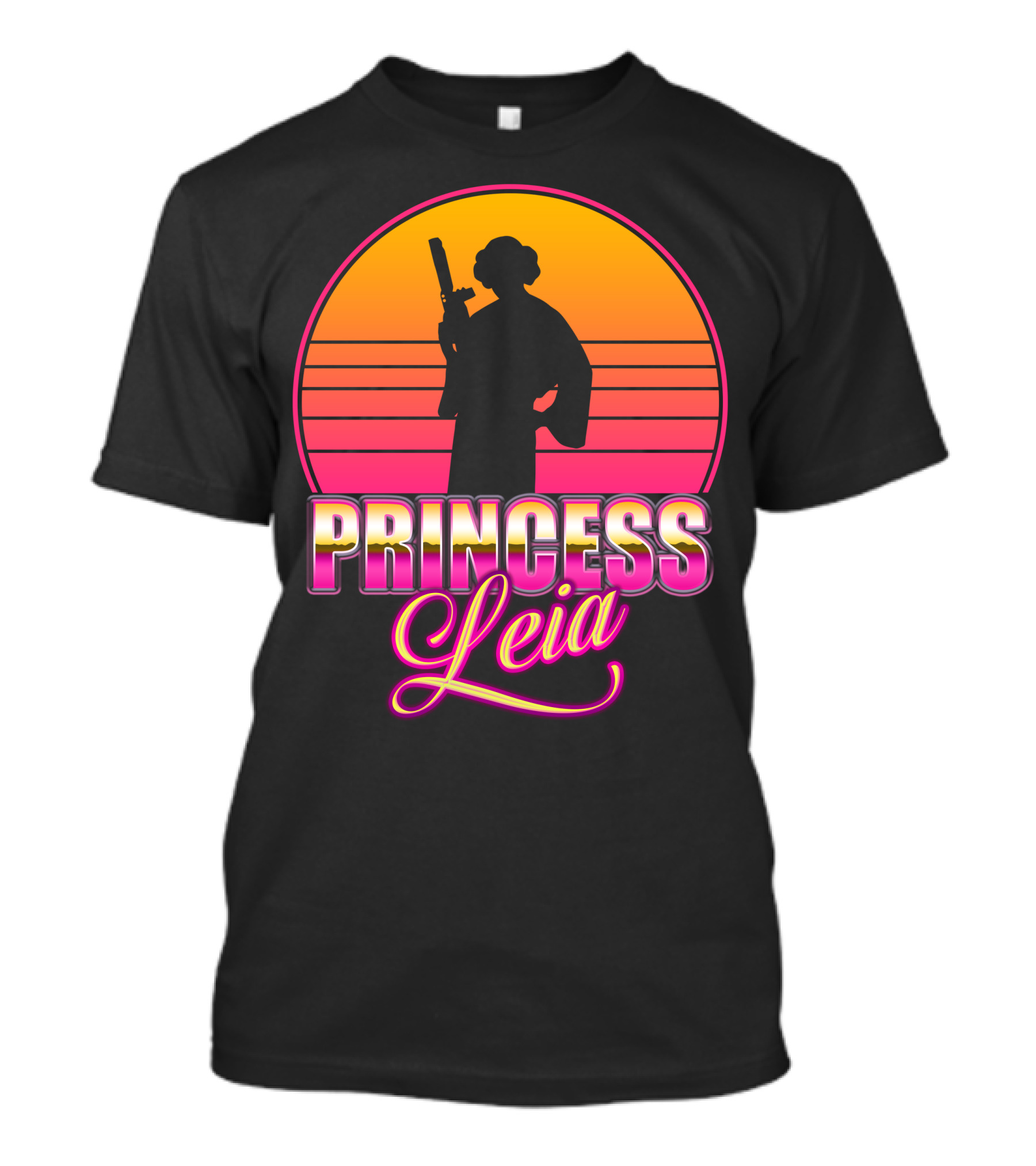Princess Leia Sunset Silhouette Vaporwave T-Shirt