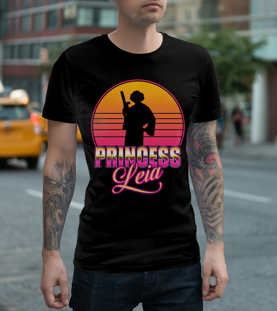 Princess Leia Sunset Silhouette Vaporwave T-Shirt