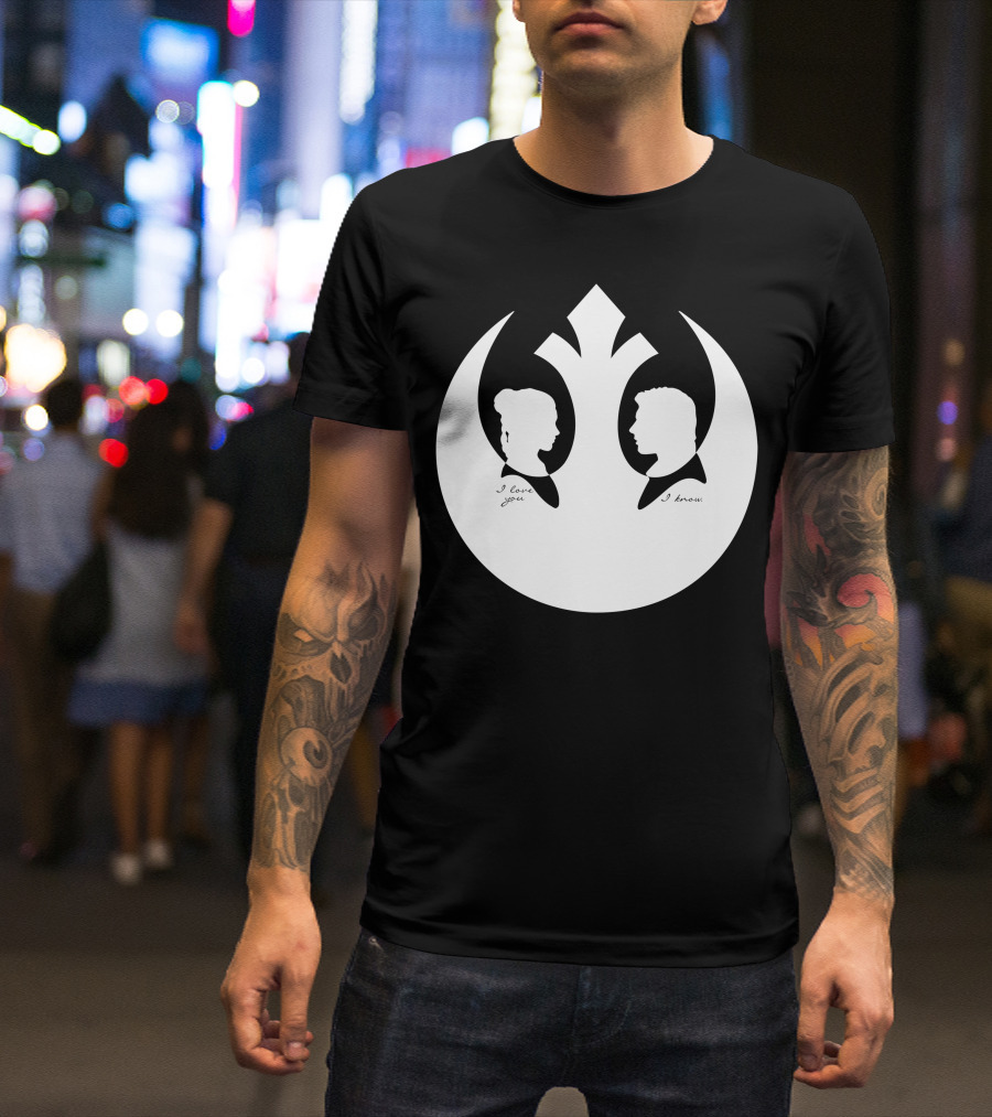 Princess Leia Han Solo Rebel Alliance Vinyl Decals I Love You I Know T-Shirt