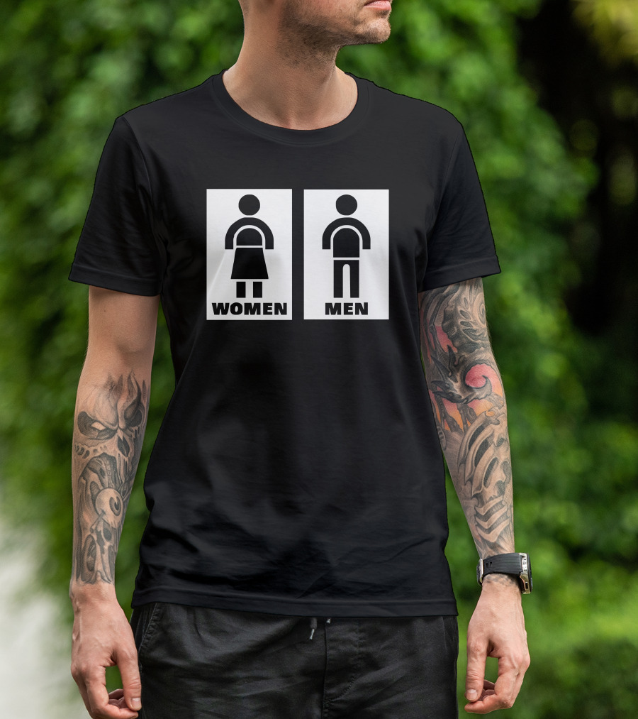 Women Men Restroom Sign Sticker Vinyl Decal T-Shirt
