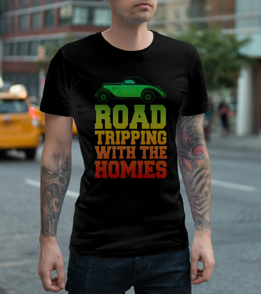 Road Tripping With The Homies Classic Car Adventure T-Shirt