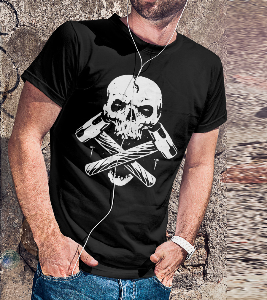 Skull Crossed Hammers And Nails T-Shirt