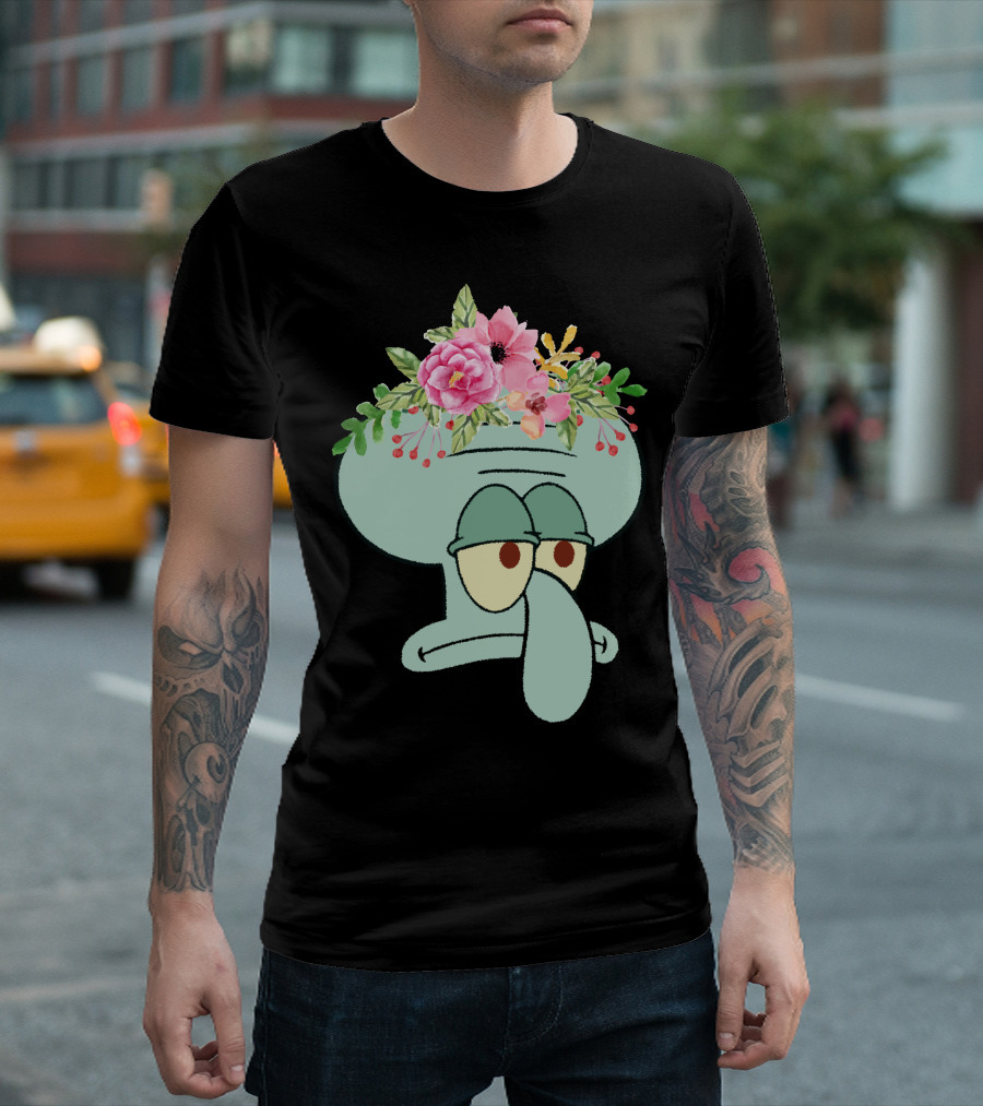 Squidward Floral Crown T-Shirt