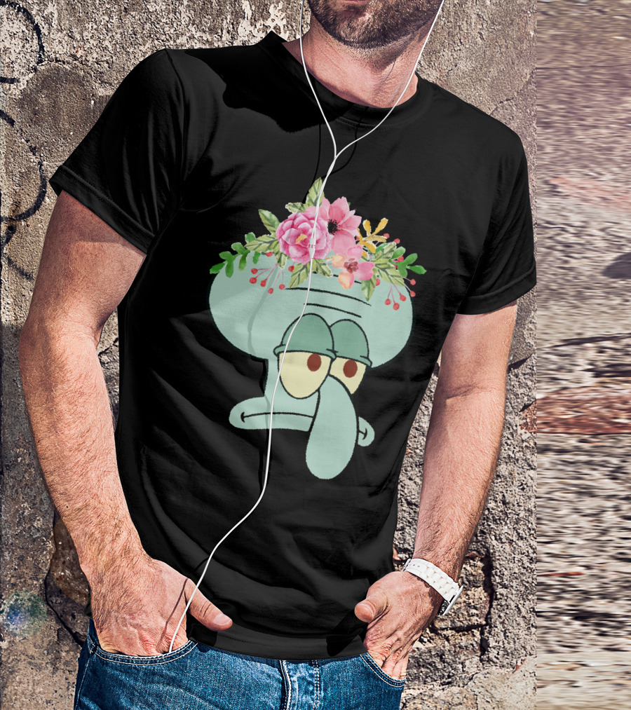 Squidward Floral Crown T-Shirt