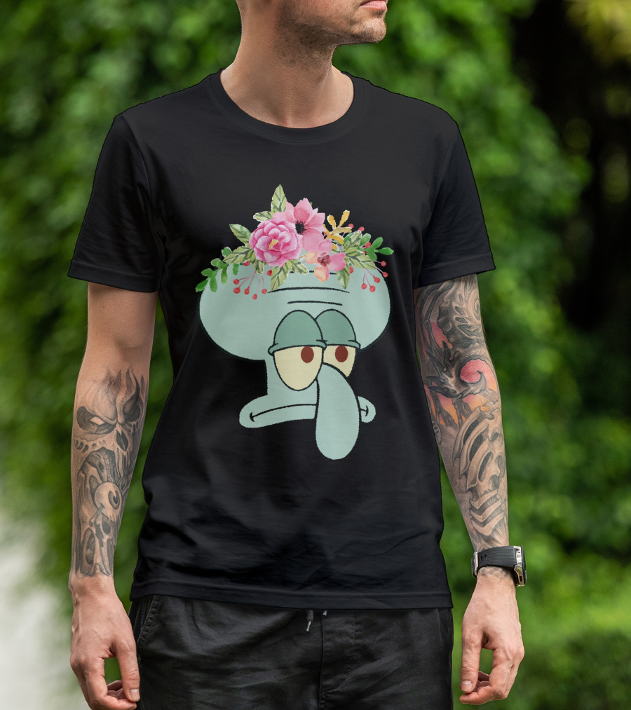 Squidward Floral Crown T-Shirt