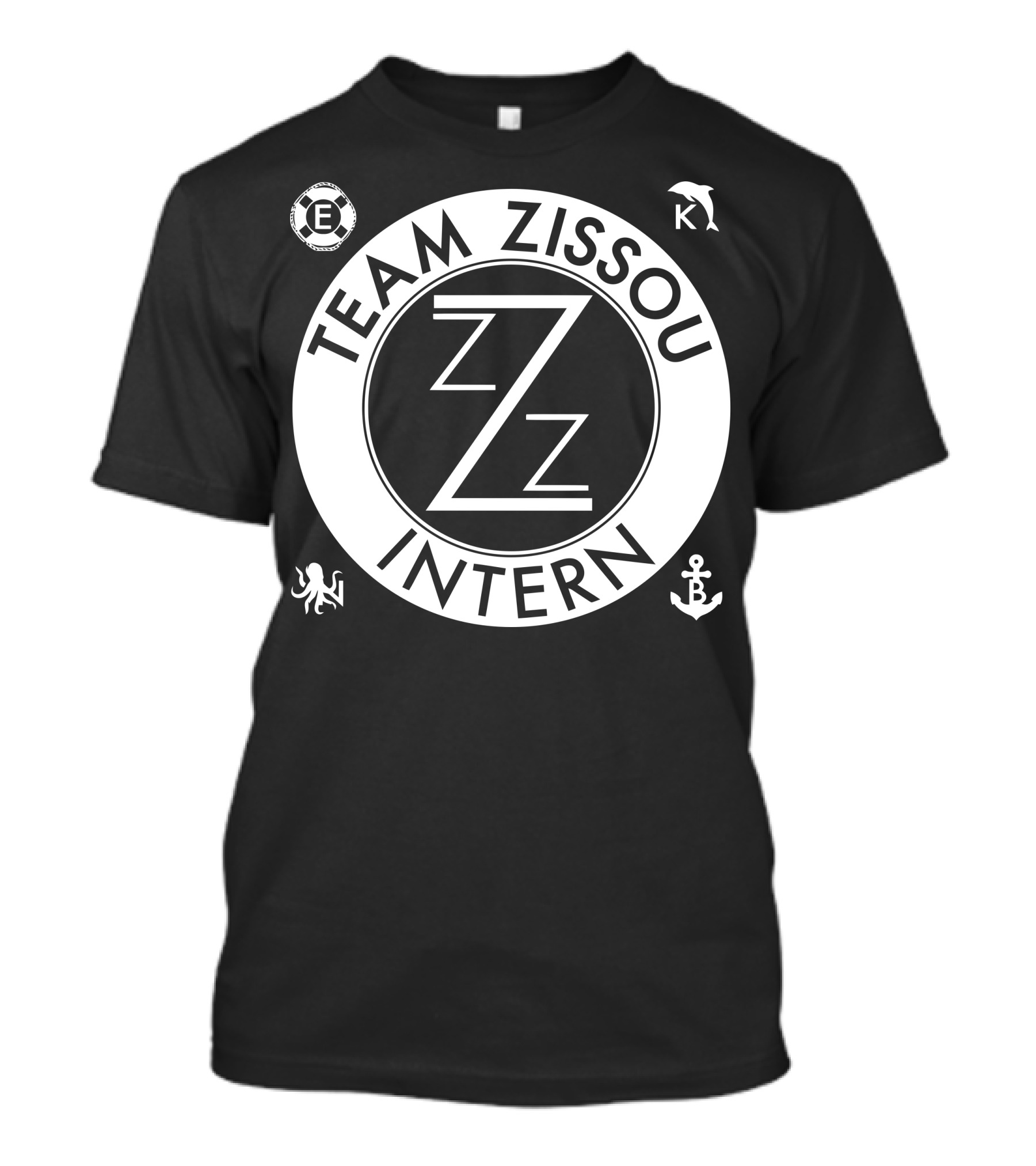 Team Zissou Intern Circle Emblem With Dolphin, Anchor, Octopus, And Lifebuoy Symbols T-Shirt