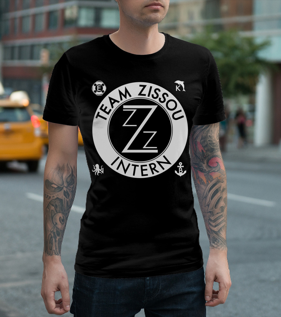 Team Zissou Intern Circle Emblem With Dolphin, Anchor, Octopus, And Lifebuoy Symbols T-Shirt