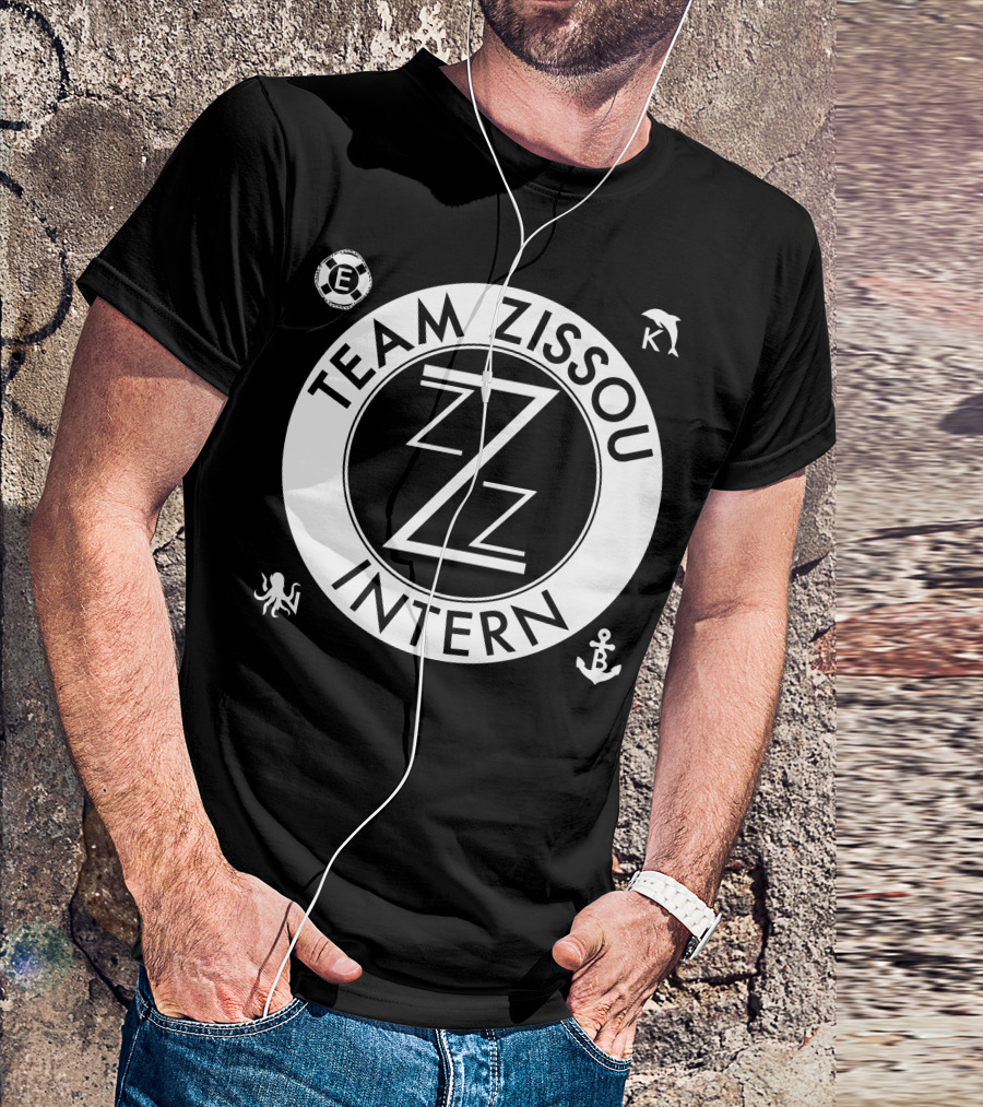 Team Zissou Intern Circle Emblem With Dolphin, Anchor, Octopus, And Lifebuoy Symbols T-Shirt