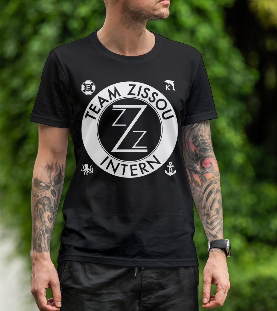 Team Zissou Intern Circle Emblem With Dolphin, Anchor, Octopus, And Lifebuoy Symbols T-Shirt