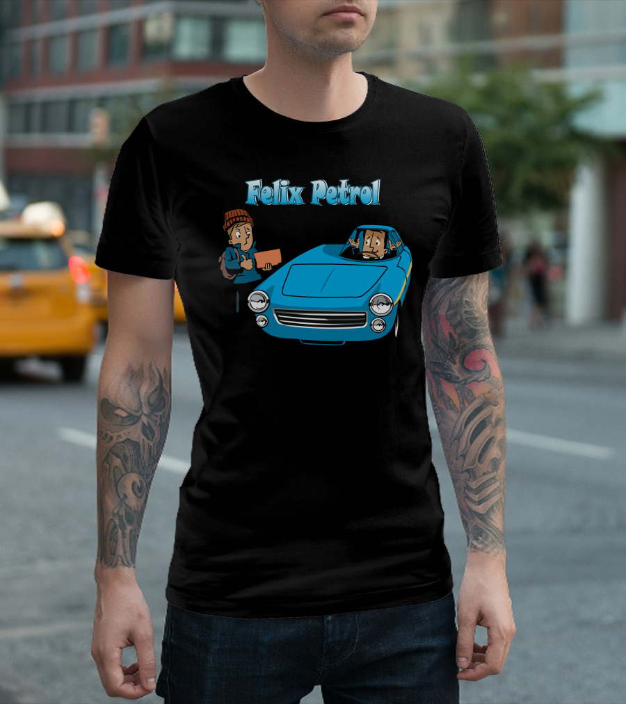 Felix Petrol Blue Car Adventure With Characters T-Shirt
