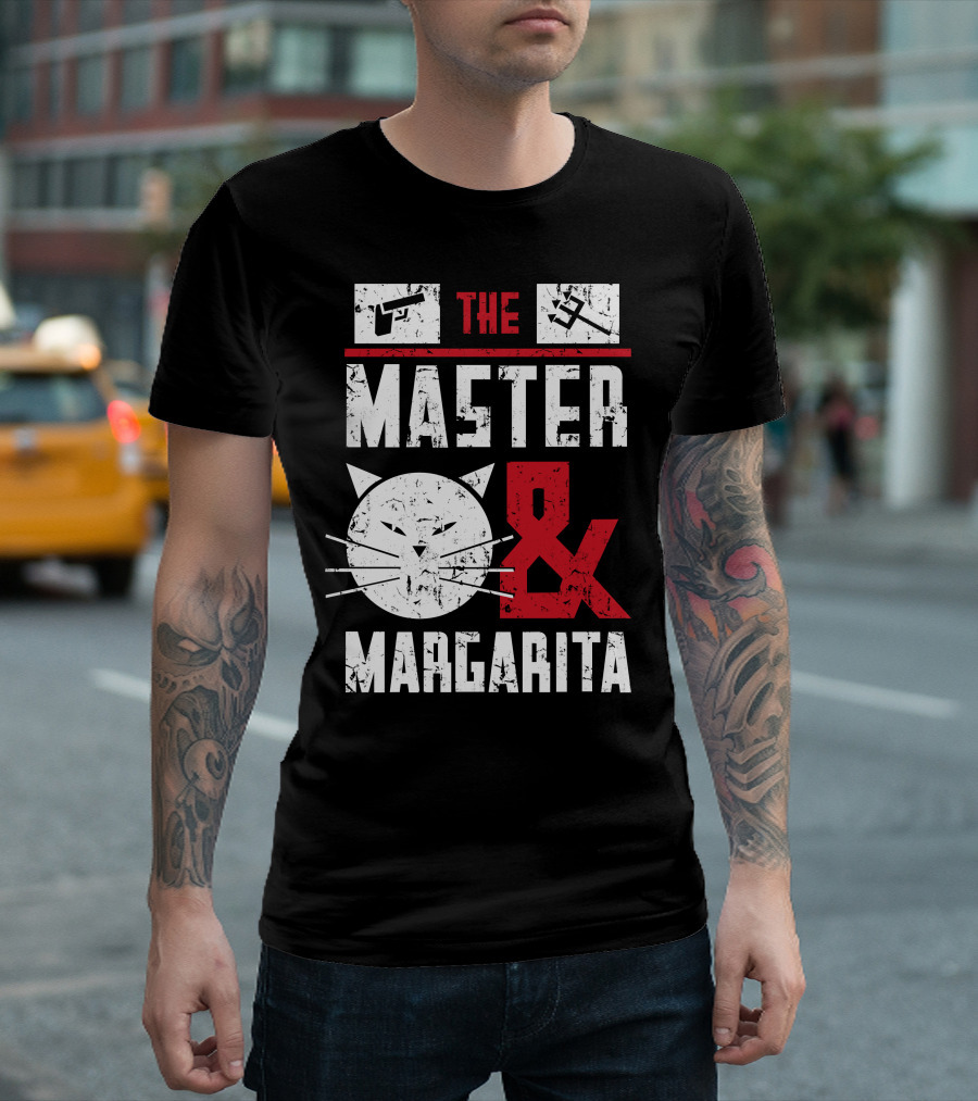 The Master Margarita Cat and Pistol Iconography T-Shirt