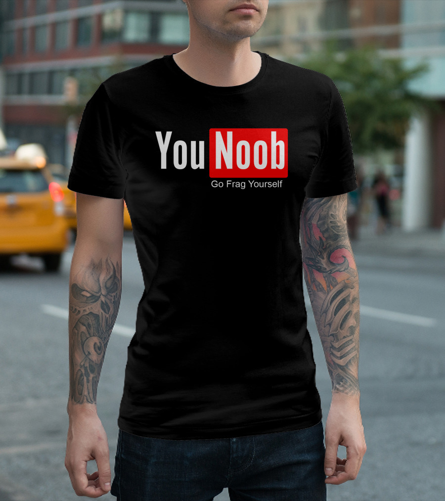 You Noob Go Frag Yourself Gaming Meme Parody Red Rectangle T-Shirt