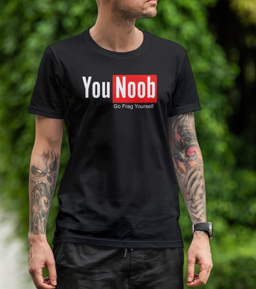 You Noob Go Frag Yourself Gaming Meme Parody Red Rectangle T-Shirt