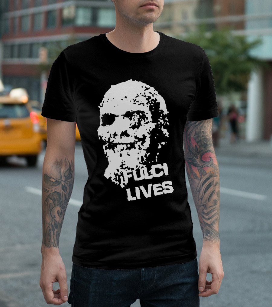 Fulci Lives Grunge Zombie Skull T-Shirt