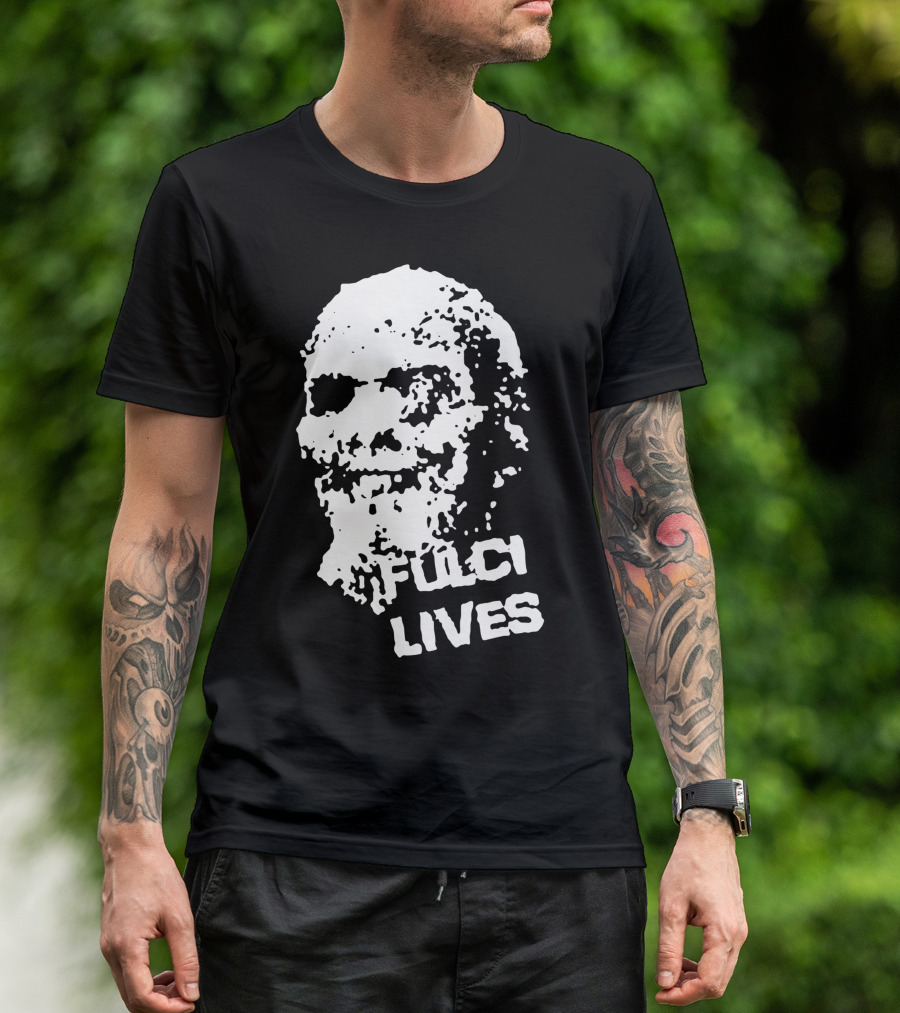 Fulci Lives Grunge Zombie Skull T-Shirt