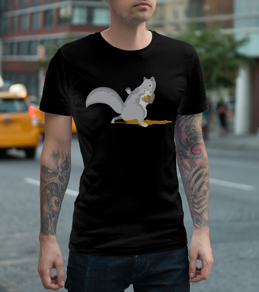 Funny Squirrel with Acorn and Shocked Expression T-Shirt