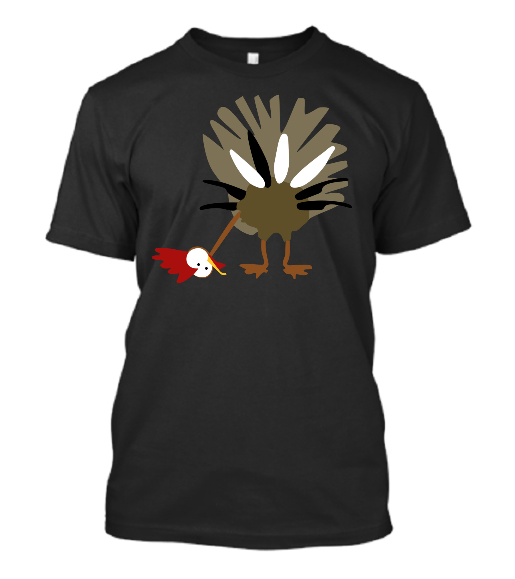 Gobbles Beard Upside Down Turkey Cartoon T-Shirt