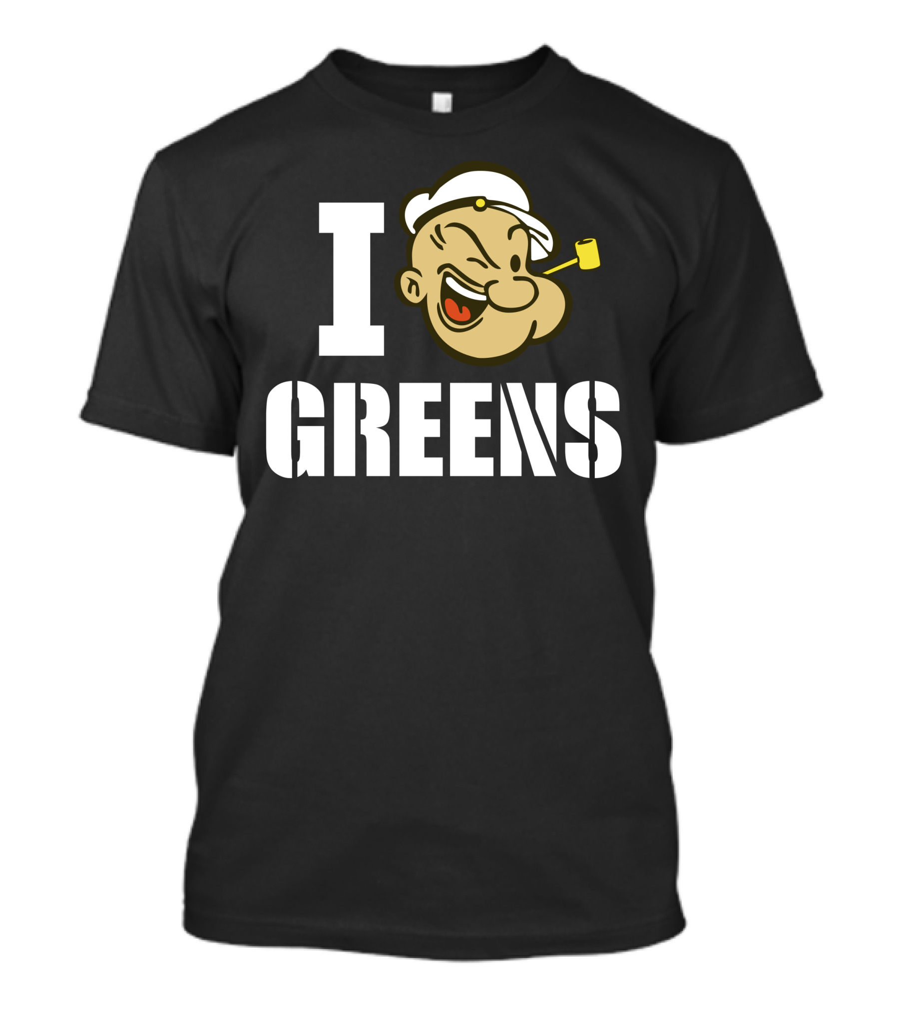 I Popeye Greens Cartoon Character Winking Pipe Navy Sailor T-Shirt