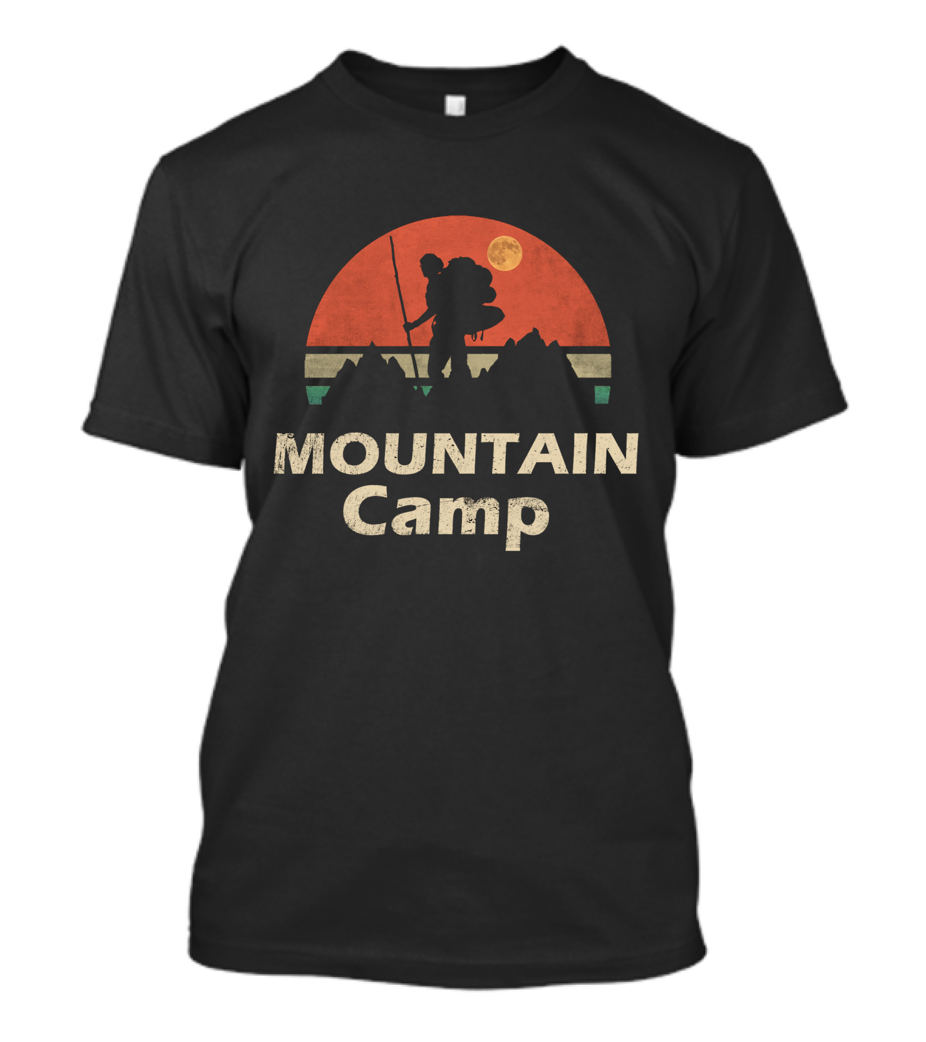 Mountain Camp Hiking Adventure Retro Sunset T-Shirt