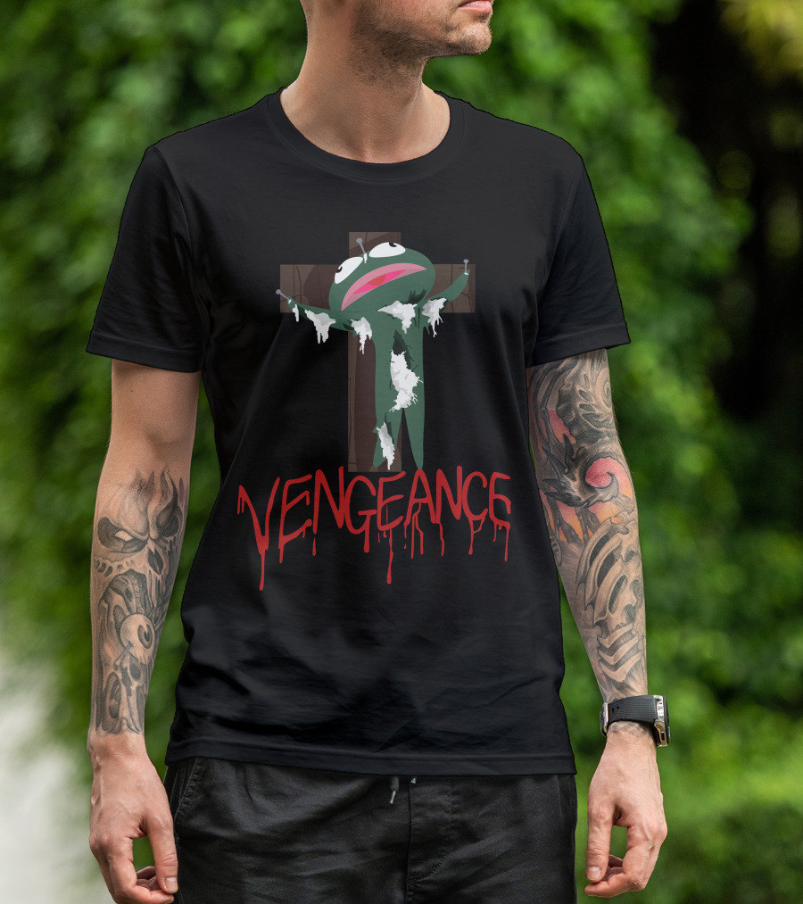 Vengeance Frog On Cross Pale Parody Artemis Clydefrog T-Shirt