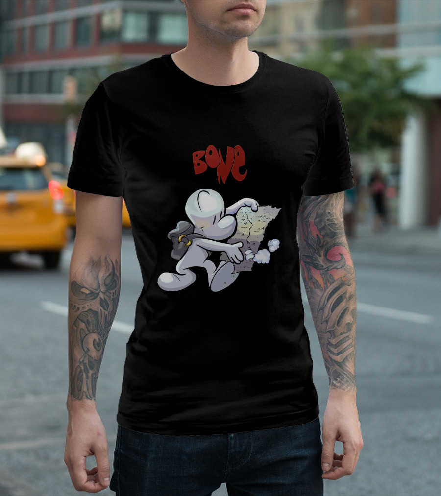 Bone Comic Character With Backpack And Map Adventure T-Shirt
