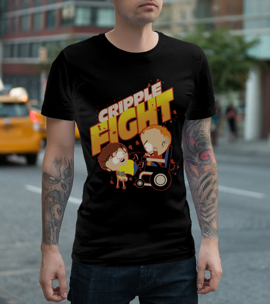 Cripple Fight Cartoon Style Characters Confrontation T-Shirt
