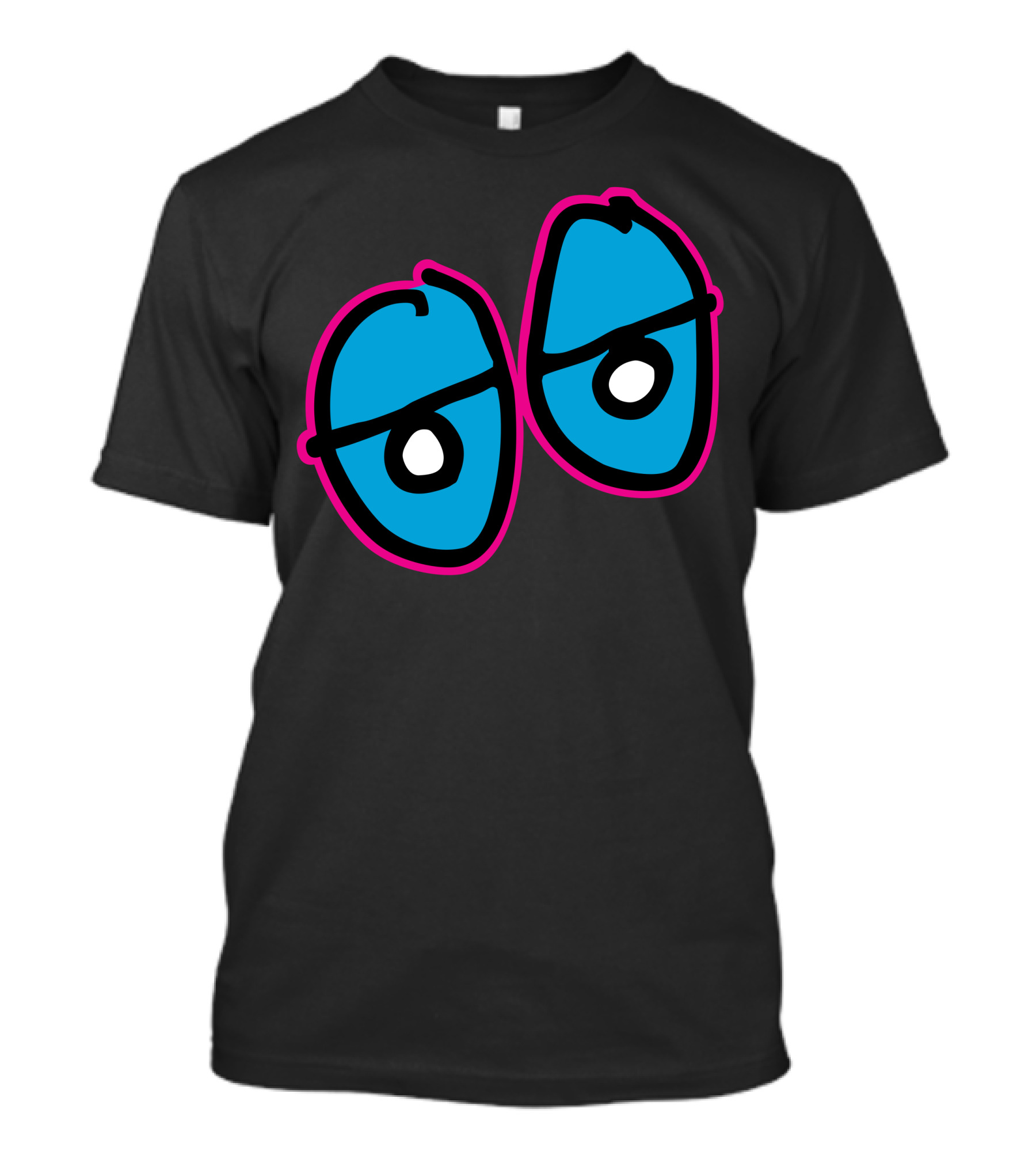 Crooked Blue Eyes With Pink Outline Duo T-Shirt