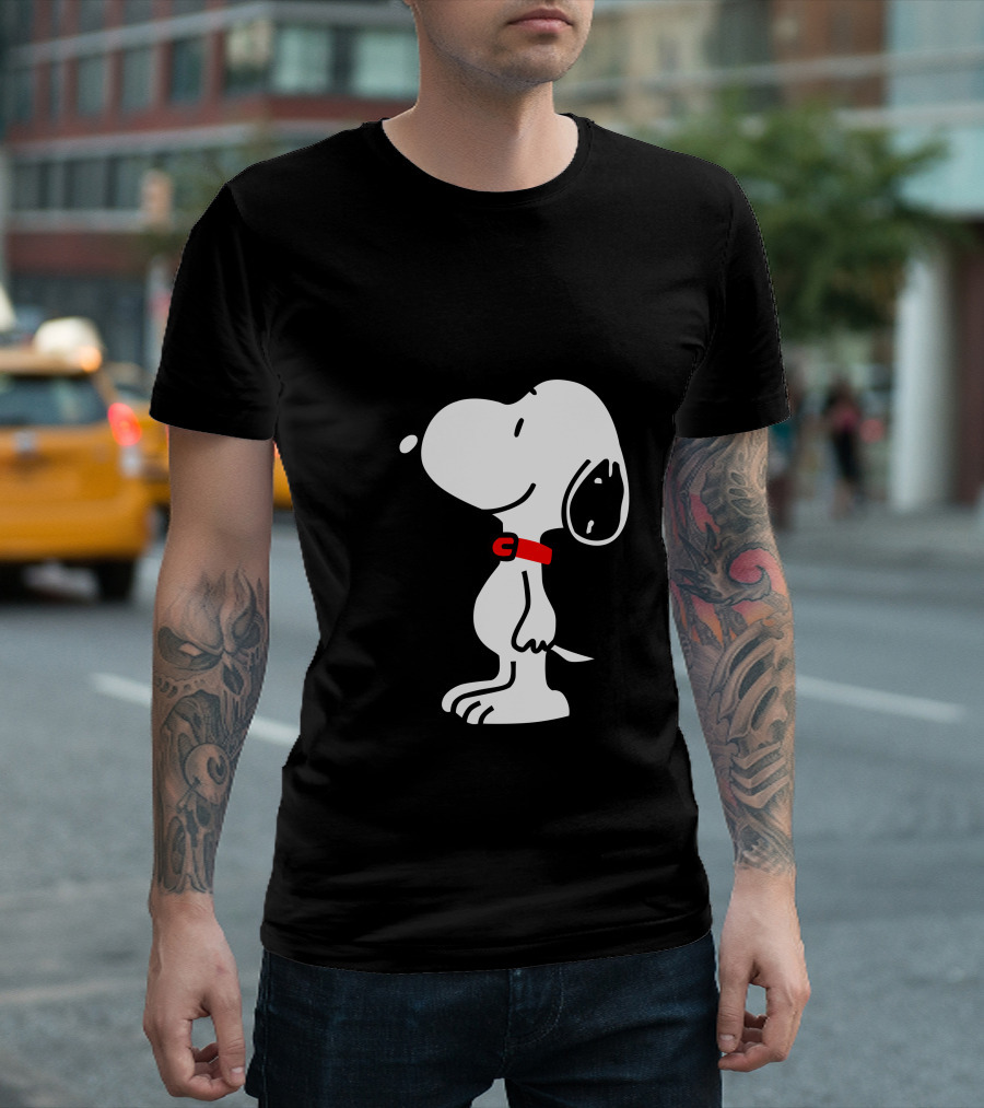 Snoopy Happy Pose Red Collar T-Shirt