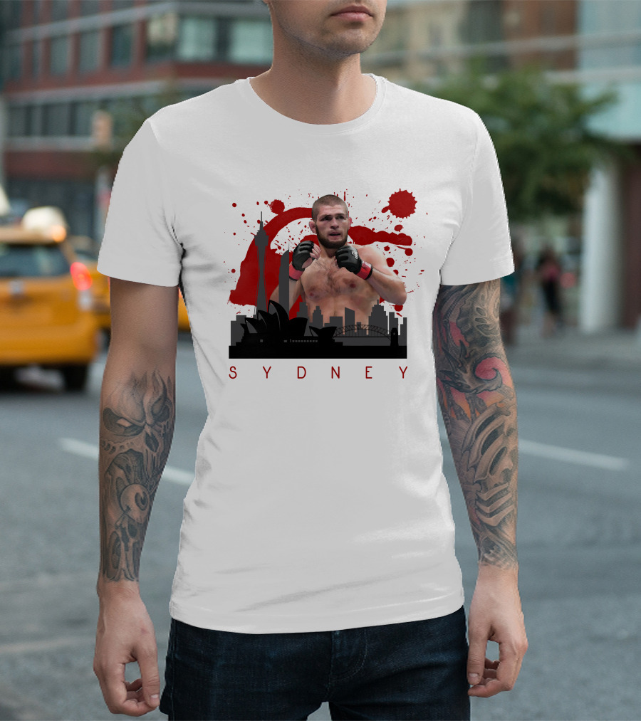 Khabib Sydney MMA Skyline Red Splash T-Shirt
