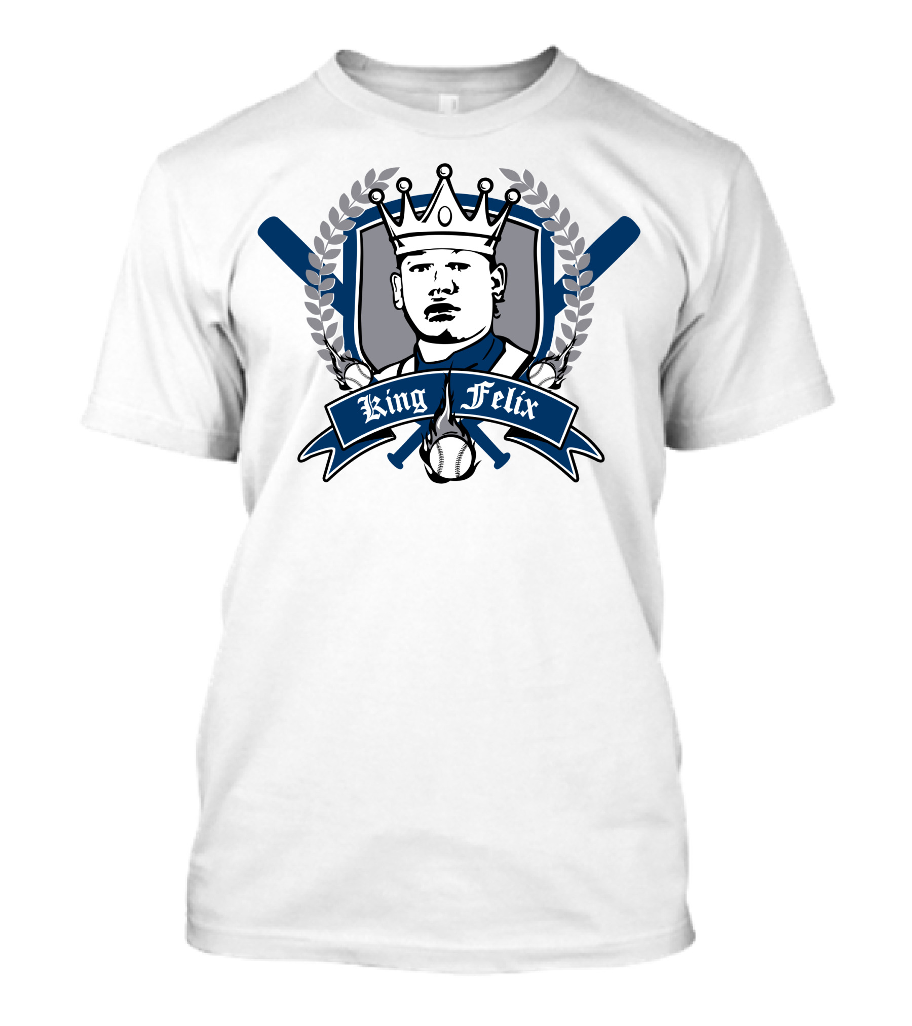 King Felix Baseball Crown Crest With Crossed Bats T-Shirt