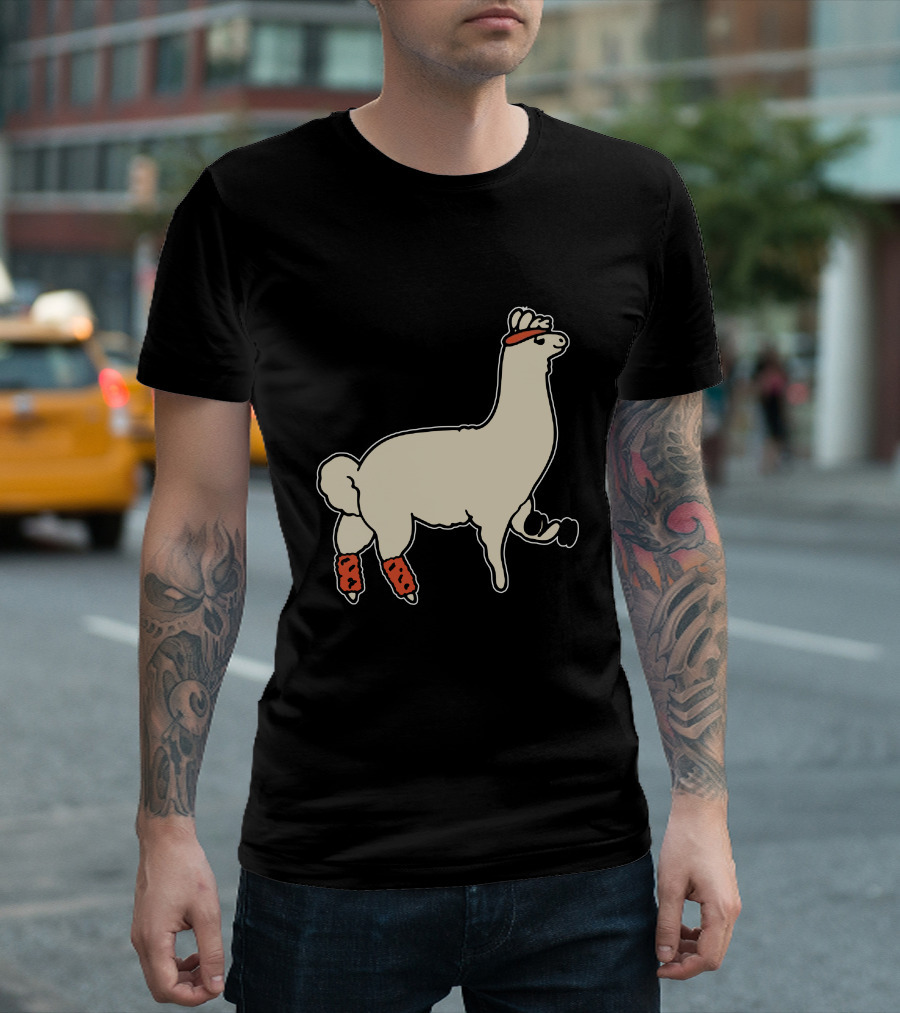 LLiftin' Llama with Headband and Weights T-Shirt
