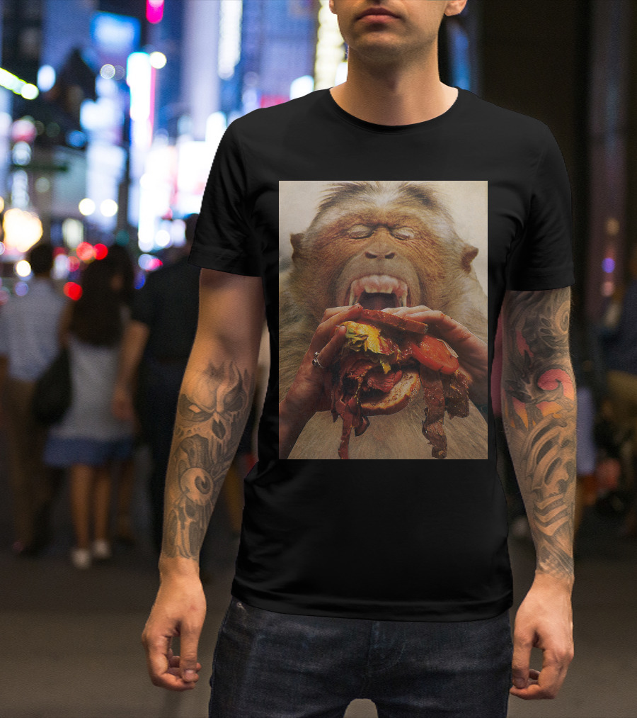 No More Fast Food Monkey Burger Face T-Shirt