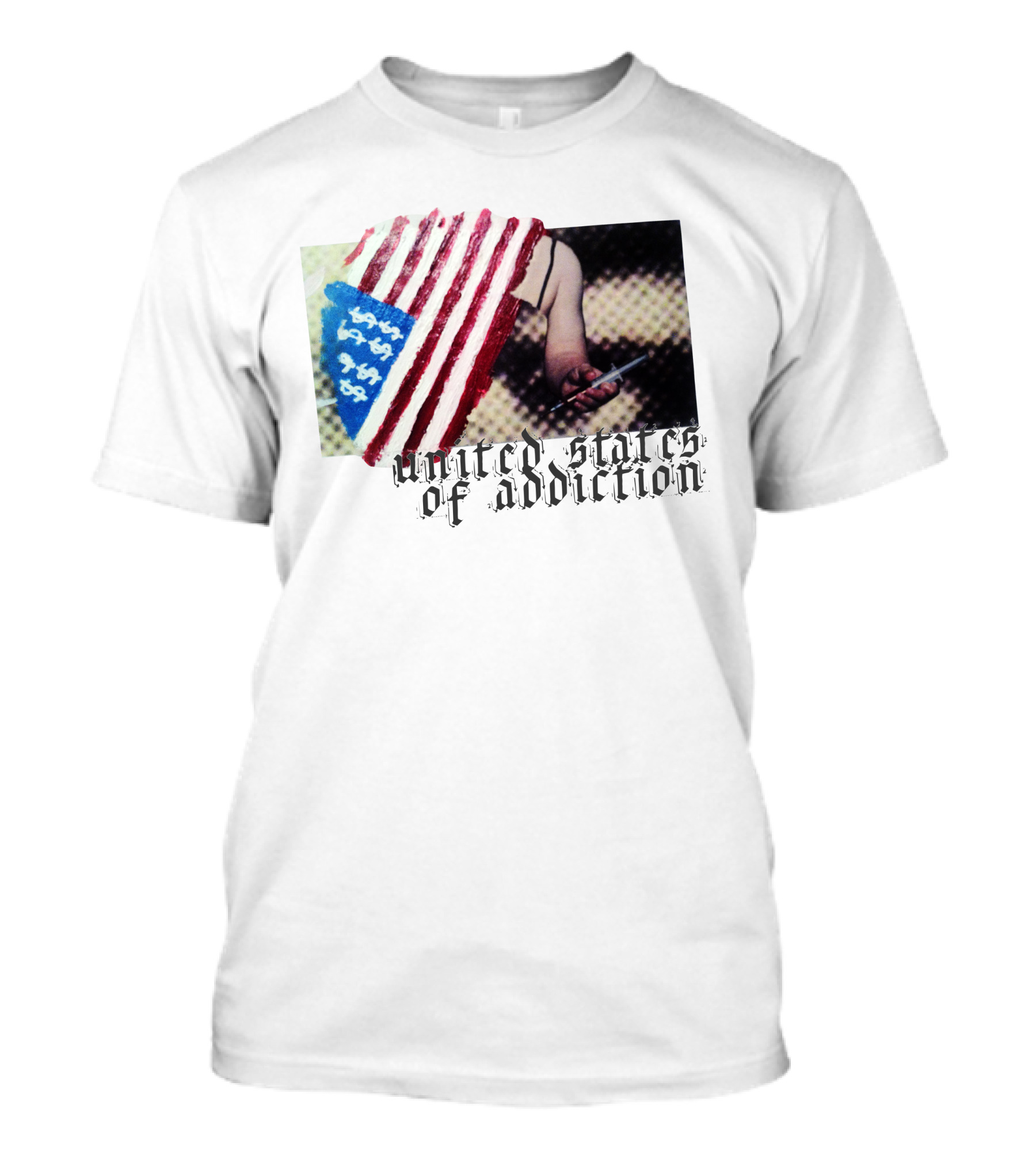 United States Of Addiction Flag Dollar Syringe T-Shirt