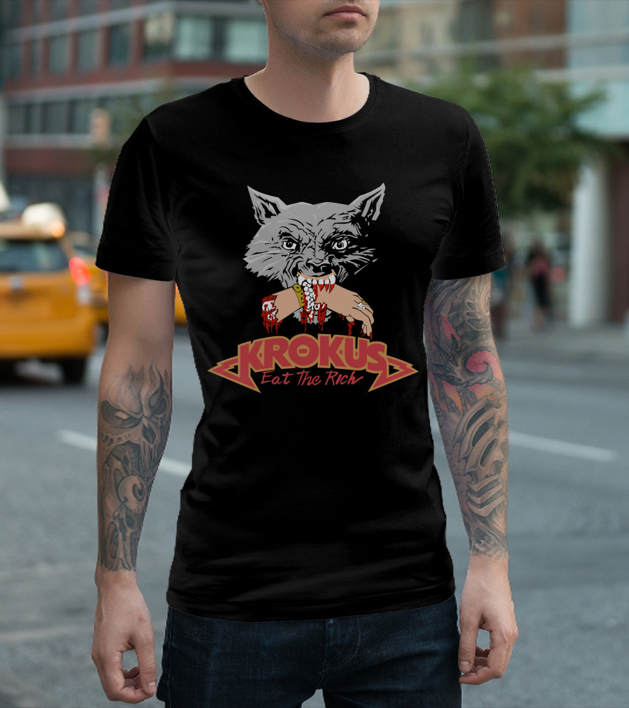 Krokus Eat The Rich Wolf with Bloody Arm T-Shirt