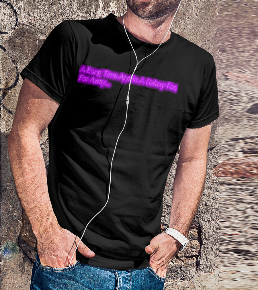 A Long Time Ago In A Galaxy Far Far Away Neon Glow Text T-Shirt