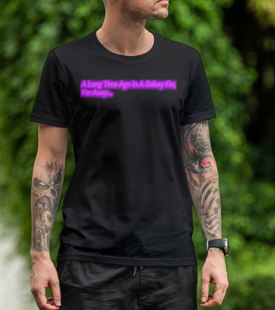 A Long Time Ago In A Galaxy Far Far Away Neon Glow Text T-Shirt