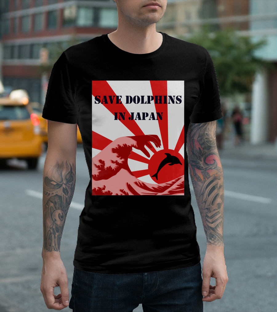 Save Dolphins in Japan Rising Sun Wave T-Shirt