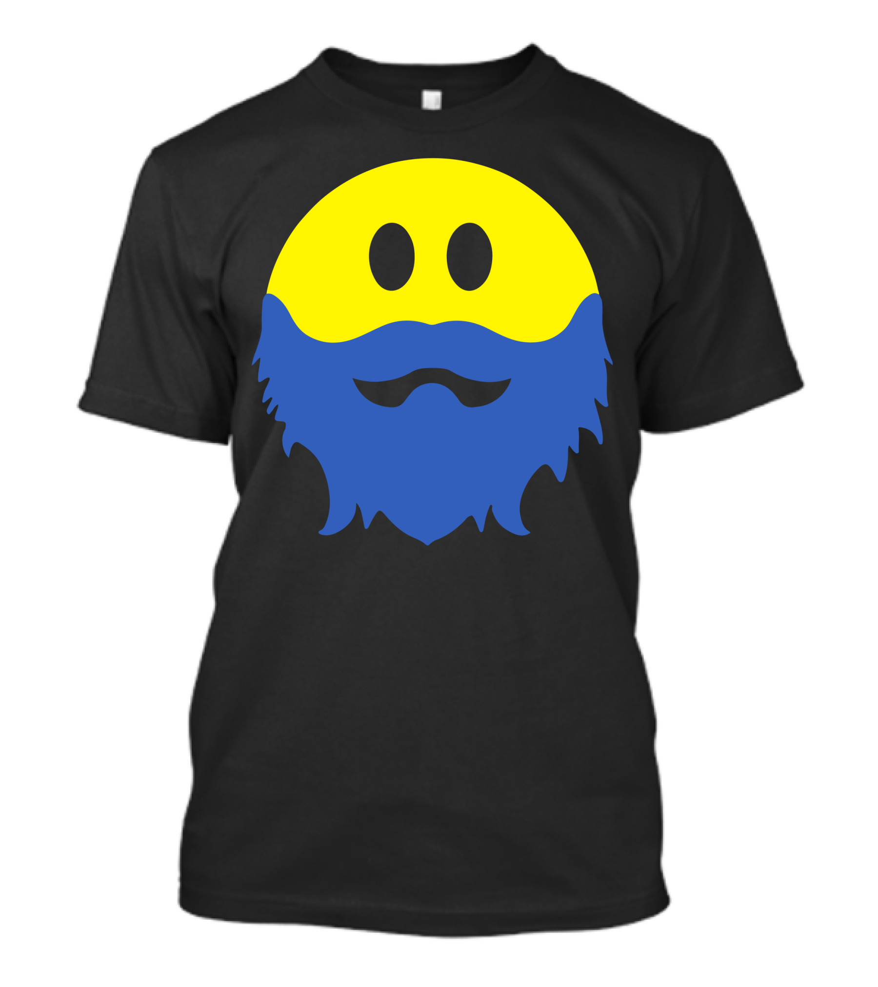 Yellow Blue Bearded Smiley Face T-Shirt