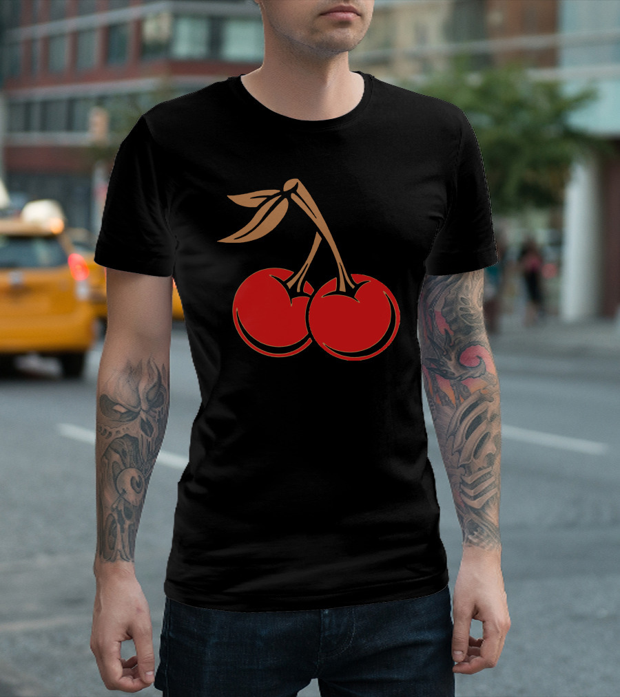 Big Texas Cherry Graphic With Red Cherry T-Shirt