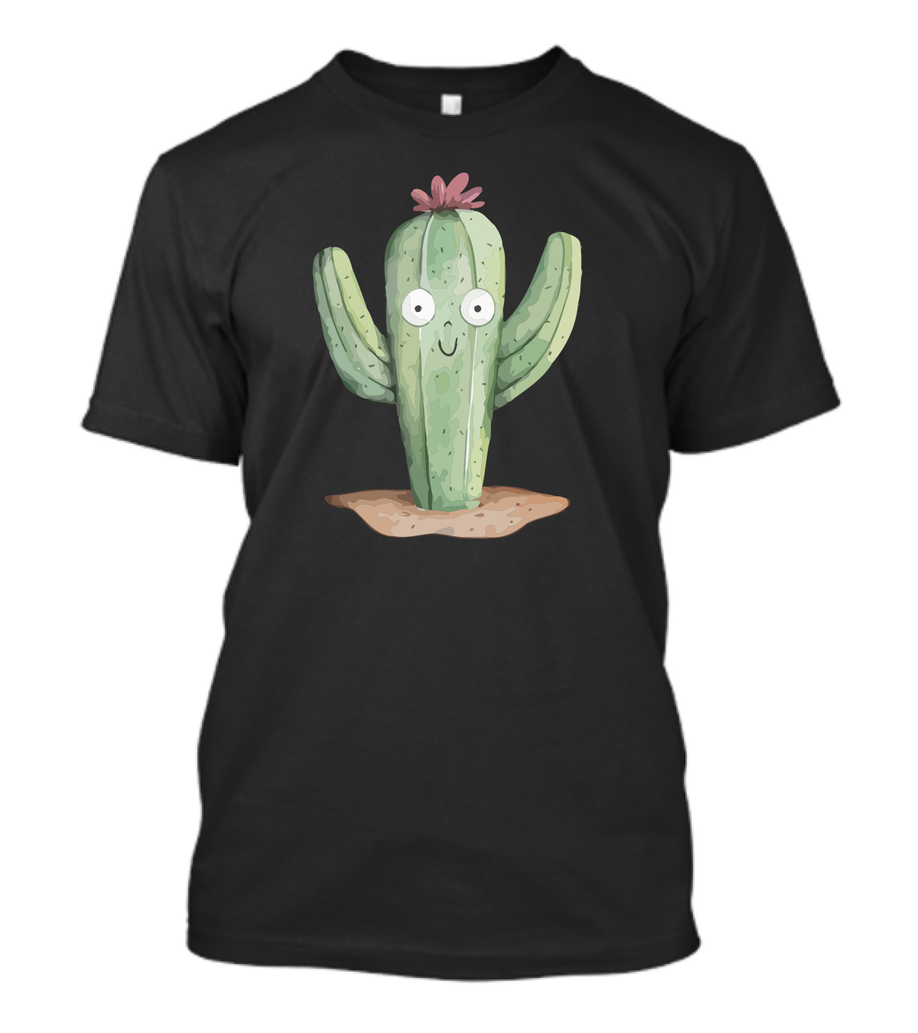 Cactus Cartoon Smiling Face With Flower T-Shirt