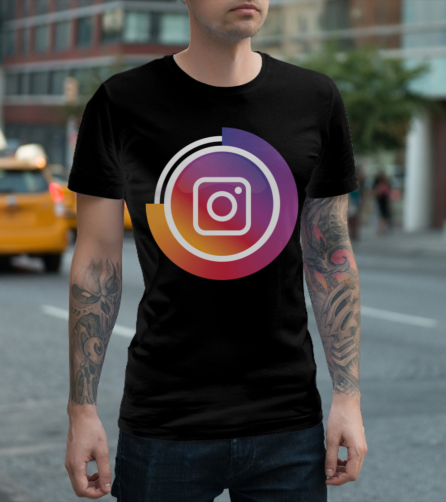 Instagram Camera Icon with Circular Gradient Background T-Shirt