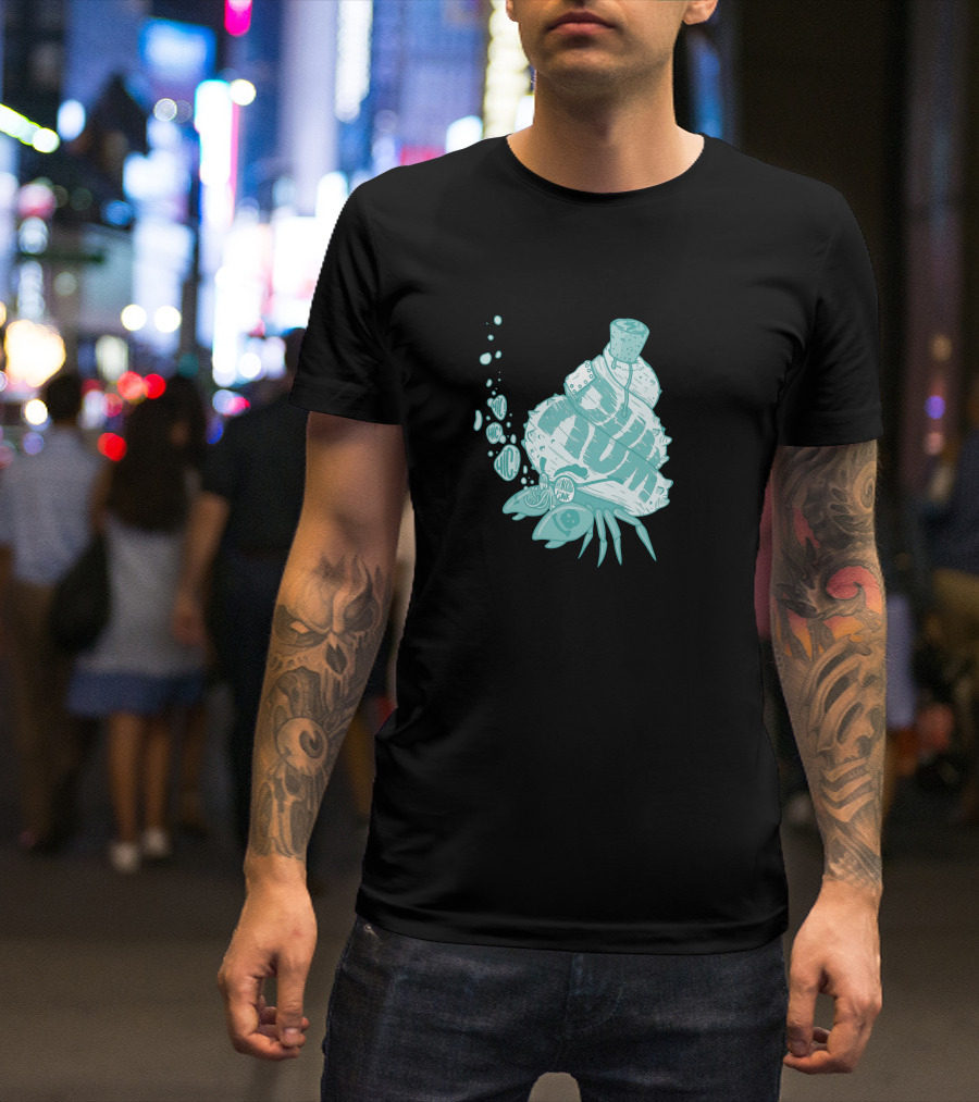 Captain Hermit Crab Is Drucking Funk Underwater Bubbles Ocean T-Shirt