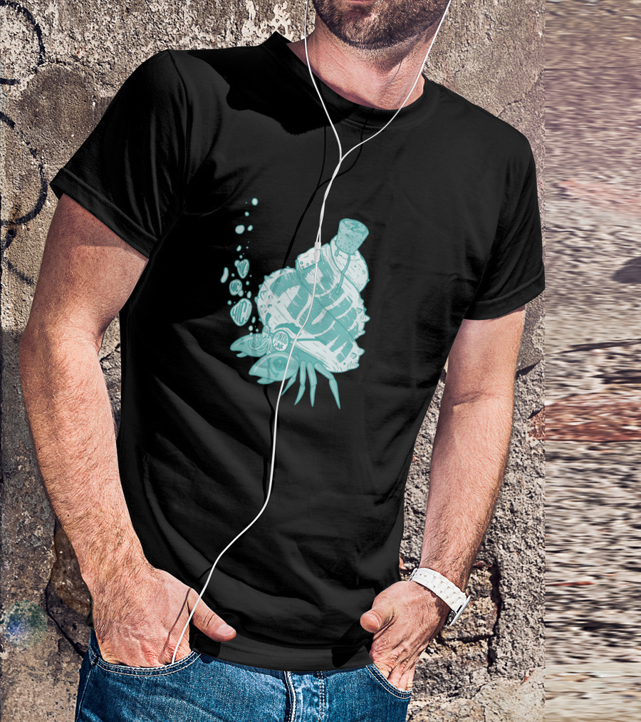 Captain Hermit Crab Is Drucking Funk Underwater Bubbles Ocean T-Shirt