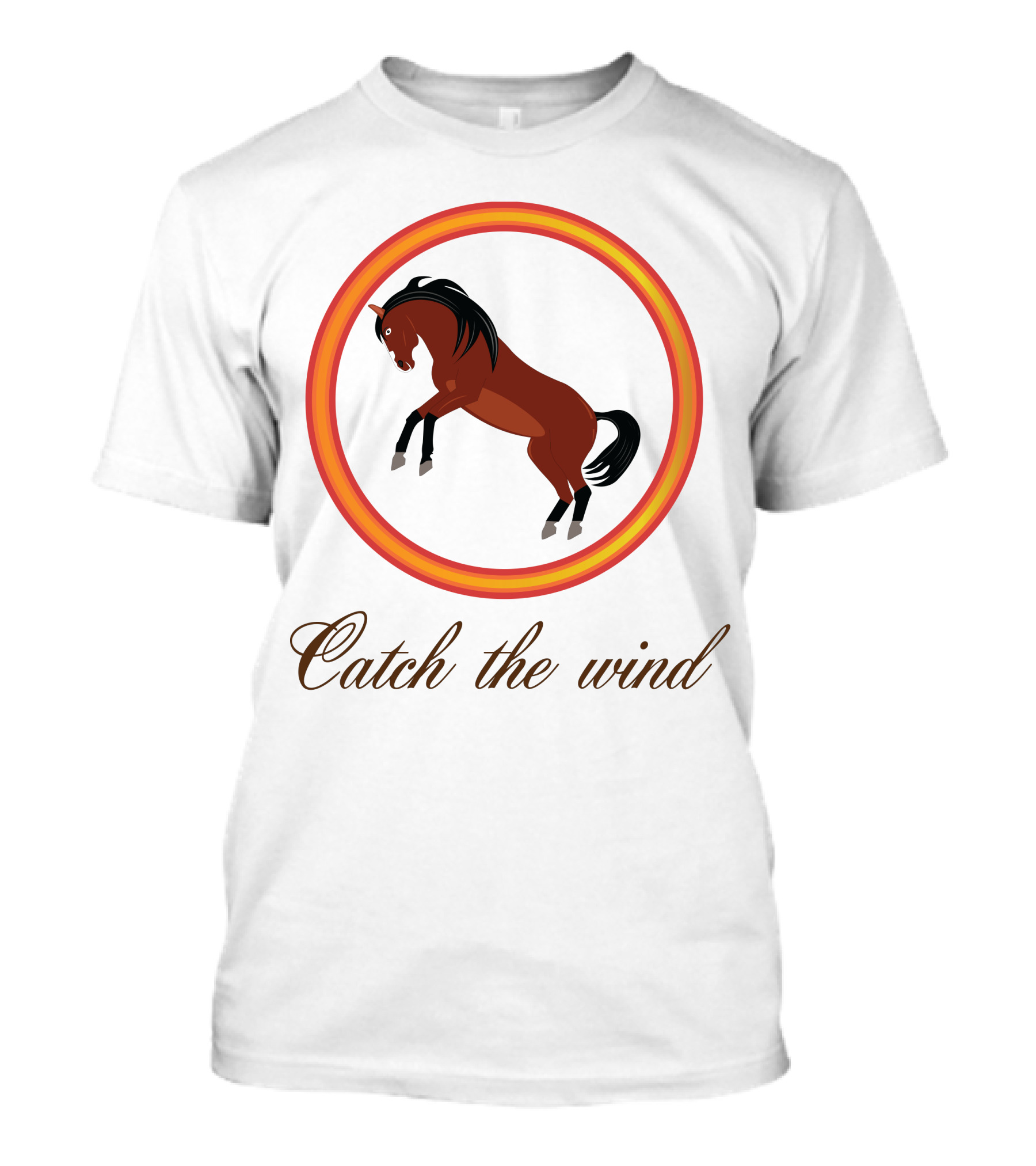 Catch The Wind Horse In Fiery Circle T-Shirt