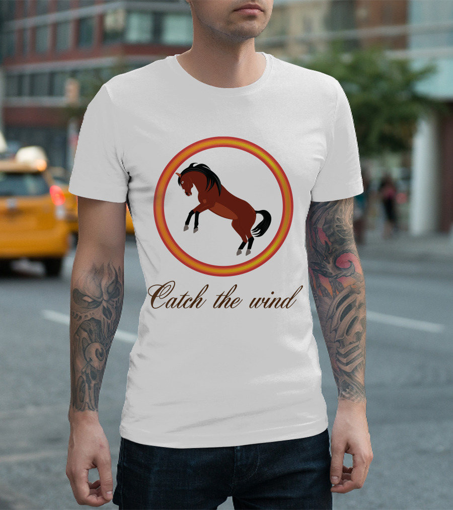Catch The Wind Horse In Fiery Circle T-Shirt