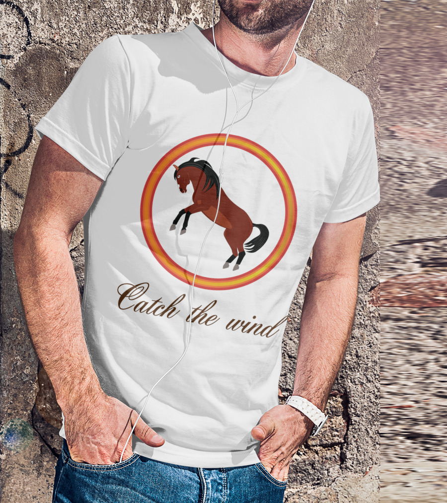 Catch The Wind Horse In Fiery Circle T-Shirt