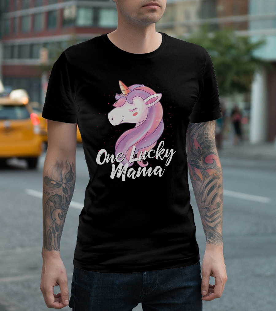 One Lucky Mama Cute Unicorn T-Shirt