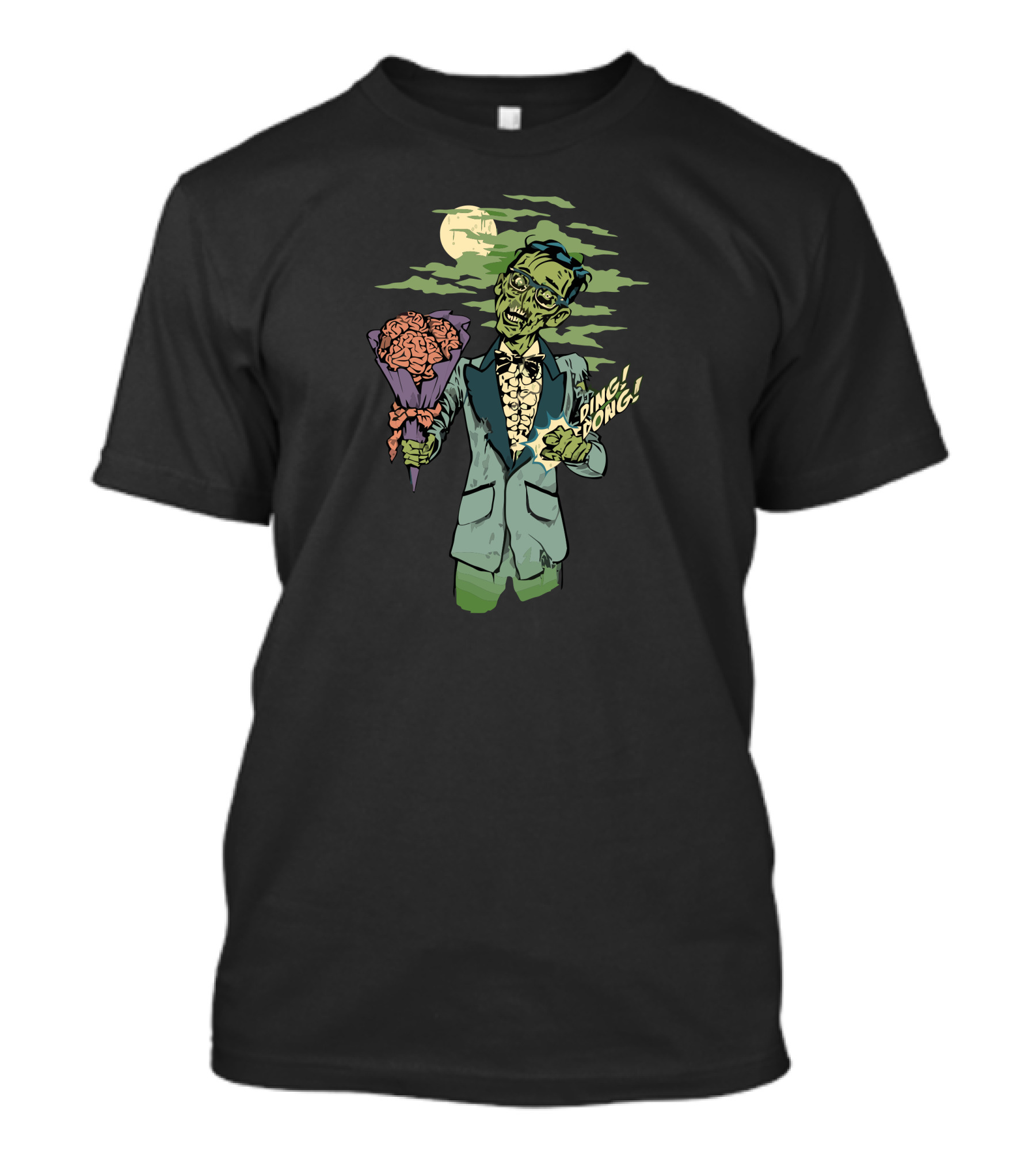 Zombie With Bouquet Moonlit Ding Dong Date Of The Dead T-Shirt
